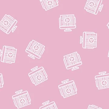 Internet audio book line vector seamless pattern 스톡 일러스트