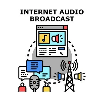 Internet audio broadcast concept with digital communication Ilustración de archivo