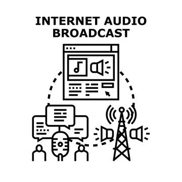 Internet audio broadcast concept with digital communication Stock Illustration