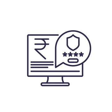 Internet banking and secure payments line icon Stock Illustration