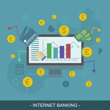 Internet banking editable vector illustration concept. Stock Illustration