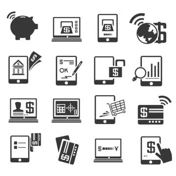 Internet banking icons Stock Illustration