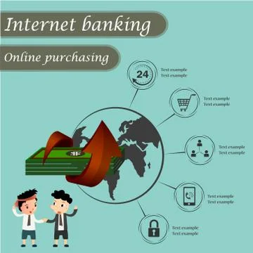 Internet banking, online purchasing and transaction Stock Illustration
