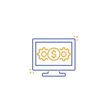 Internet banking, processing payments line icon Stock Illustration