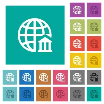 Internet banking square flat multi colored icons Stock Illustration