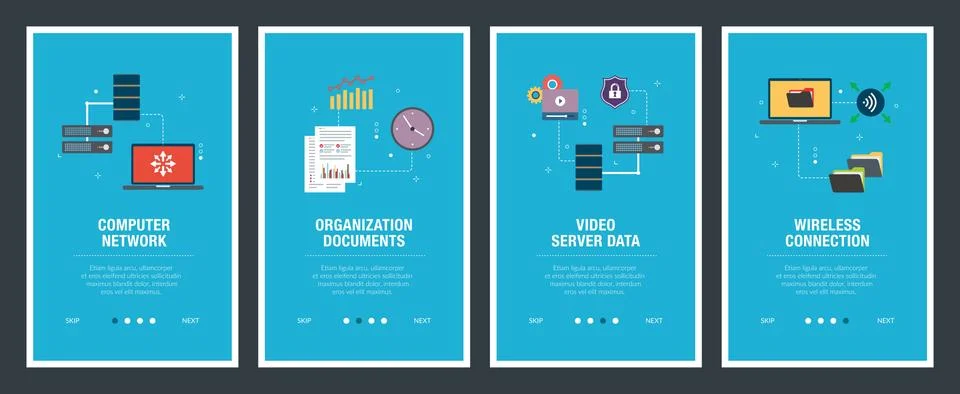 Internet banner set of technology, internet and computers icons. Stock Illustration