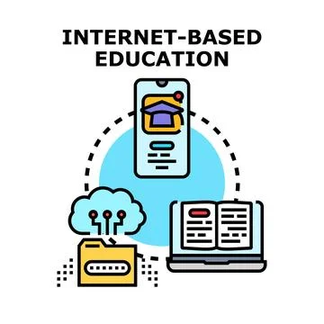 Internet based education and online learning platform Stock Illustration