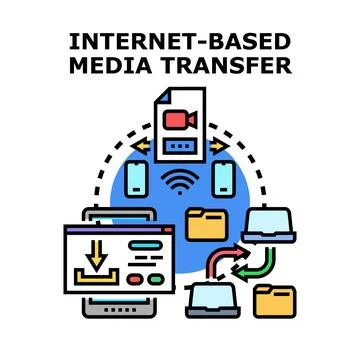 Internet based media transferring data sharing devices concept Stock Illustration