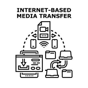Internet based media transferring data sharing devices concept Stock Illustration