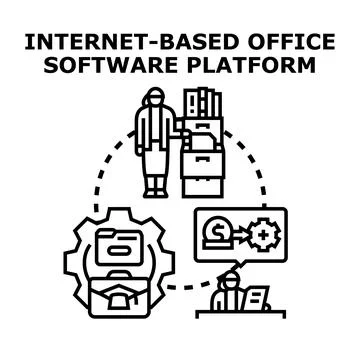 Internet based office software platform illustration concept Stock Illustration