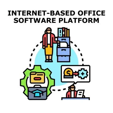 Internet based office software platform illustration concept 库存插图