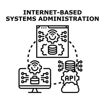 Internet based systems administration concept managing cloud 스톡 일러스트