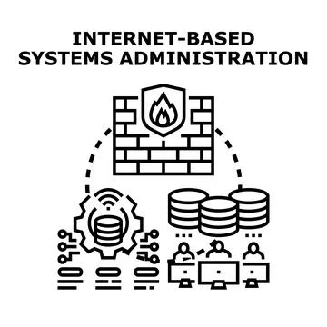Internet based systems administration concept outlining security Stock Illustration