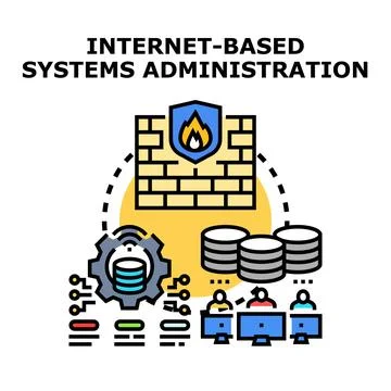 Internet based systems administration concept outlining security Stock Illustration