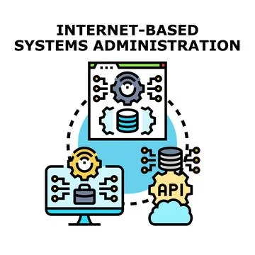 Internet based systems administration concept managing cloud Stock Illustration
