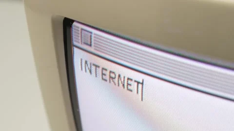 Internet Being Typed on a Vintage Computer Screen Closeup Stock Footage 263822550