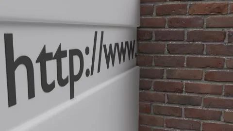 Internet blocked view brick wall concept for internet censorship and access Stock Illustration