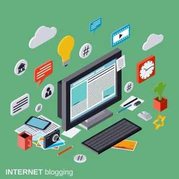 Internet blogging vector concept Stock Illustration