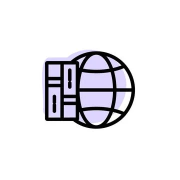 Internet, books with color shadow vector icon in book set Stock Illustration