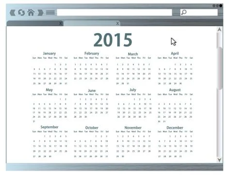Internet browser with 2015 calendar Stock Illustration