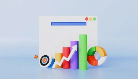 Internet browser analyzing bar graph dynamic diagram, Banking business account Stock Illustration