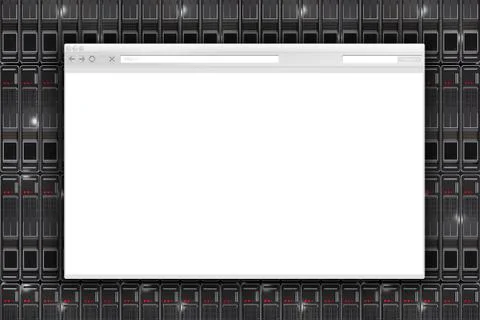 Internet browser and servers. browser on the servers wall 3d illustration. 库存插图
