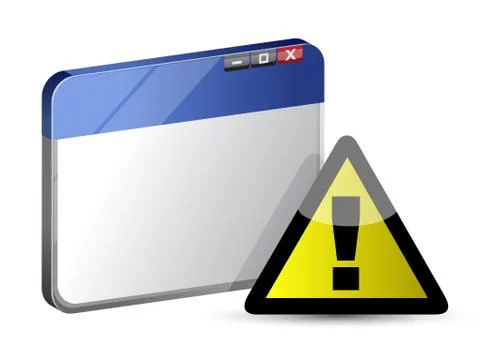Internet browser with attention symbol Stock Illustration