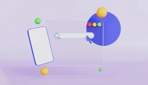 Internet browser blank search bar and Smartphone 스톡 일러스트