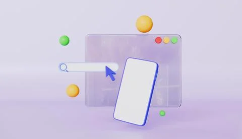 Internet browser blank search bar and Smartphone Stock Illustration
