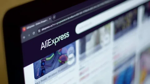  Internet browser close-up of the AliExpress stor Stock Footage 255324246