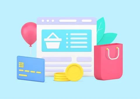 Internet browser computer screen with digital store website user interface .. Stock Illustration