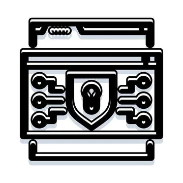 Internet browser displaying data protection concept securing information Stock Illustration