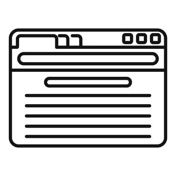 Internet browser icon outline . Computer window Illustrazione stock