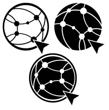 Internet, browser or website icons in black on a white isolated background. E Ilustración de archivo