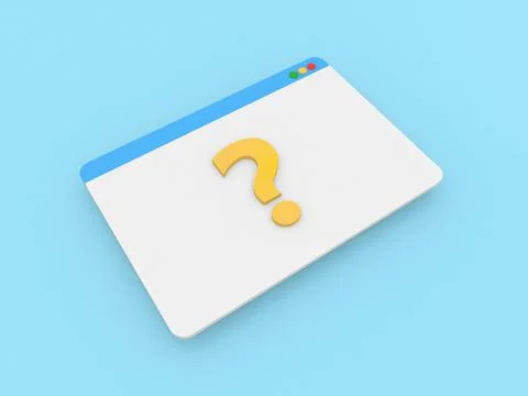 Internet browser page and question mark on a blue background. Stock Illustration