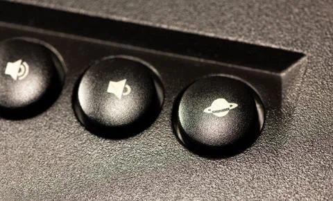 Internet browser shortcut button, round key on a black desktop pc keyboard Stock Photos