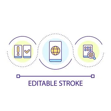 Internet browser for smartphone loop concept icon Stock Illustration