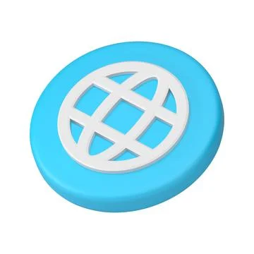 Internet browser web page global connection blue circle button isometric 3d.. Stock Illustration
