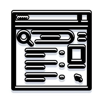 Internet browser window displaying online search results interface Stock Illustration