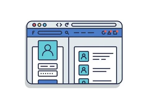 Internet browser window flat line vector illustration Stock Illustration