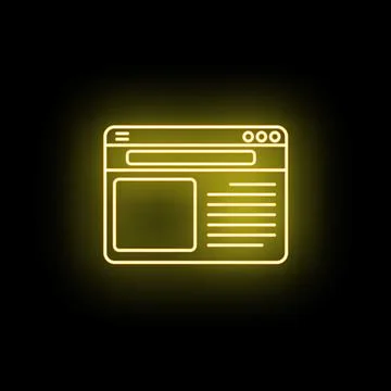 Internet browser window glowing neon line icon 库存插图