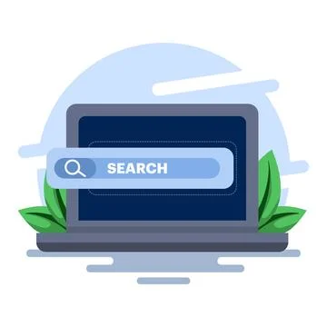Internet browsing concept with Laptop with search engine icon concept Stock Illustration