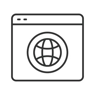 Internet browsing in web browser icon in line design Stock Illustration