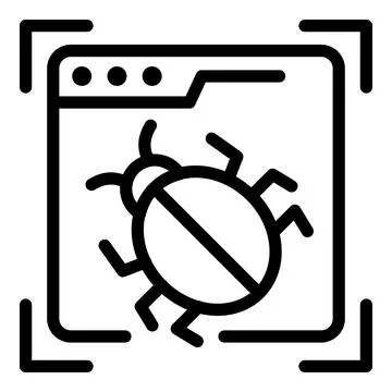 Internet bug icon, outline style Stock Illustration