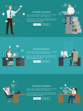 Internet Business Online Work Vector Illustrations Stock Illustration
