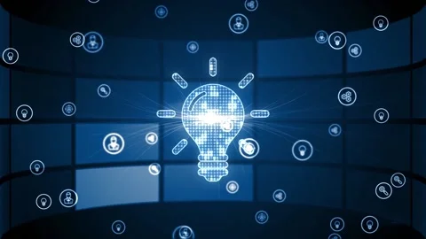 Internet, business, Technology and network concept. Light Bulb innovation Sol Stock Footage 149413397