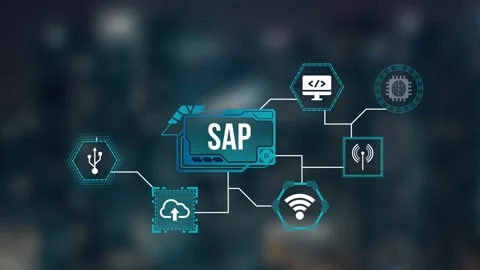 Internet, business, Technology and network concept. SAP System Software Autom 스톡 동영상 164033058