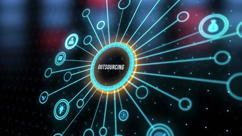 Internet, business, Technology and network concept. Outsourcing Human Resourc Stock Footage 199385523