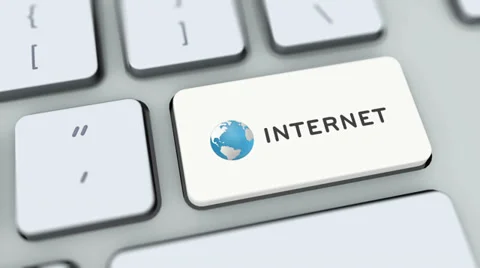 Internet button on computer keyboard. Key is pressed Stock Footage 35646537