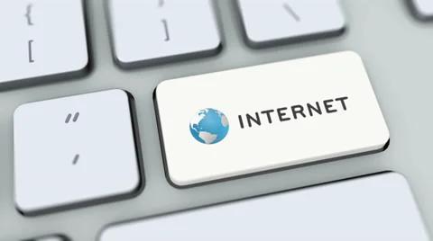 Internet button on computer keyboard. Key is pressed, click for HD Stock Footage 35647413